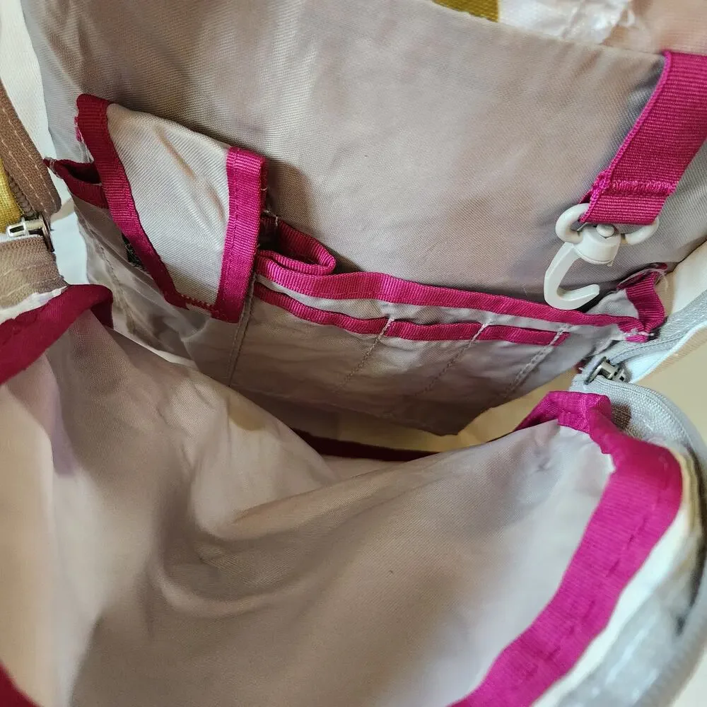 Y2K Jansport White Polka Dot Backpack Pink Purple Gold School Book Bag Large